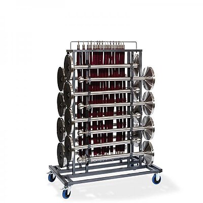Barrier system Luxus with 16 chrome stands and 16 cords 180cm red + black